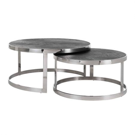 Salontafel Blackbone silver set van 2 (Black rustic)