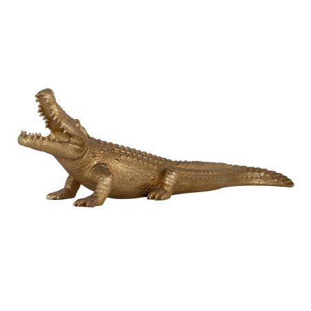 Krokodil deco object medium (Gold)
